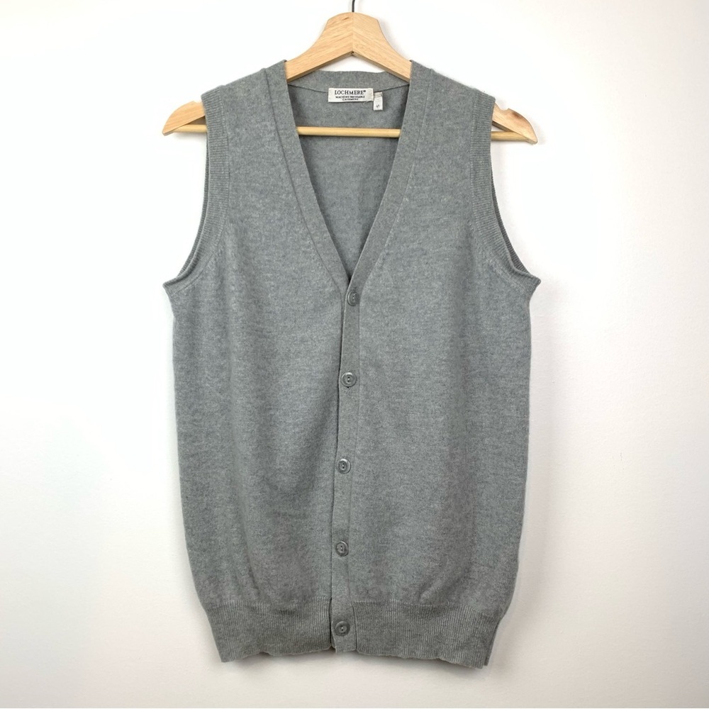 Lochmere Cashmere Vest Sz Small Gray Buttons Machine Washable Quiet Luxury